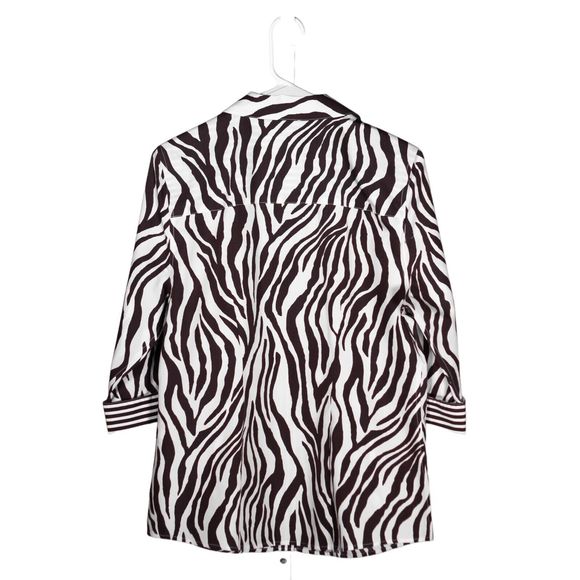 Chico's Women's Shirt Button Up Zebra Animal Print No Iron Blouse Top 1 US M/8 - Picture 2 of 8